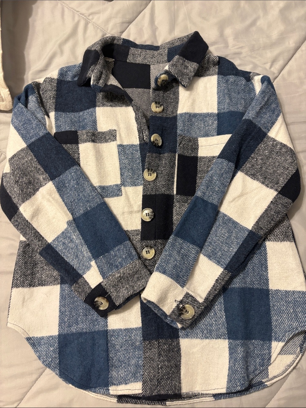 Women's Blue & White Plaid Button-Down Shirt